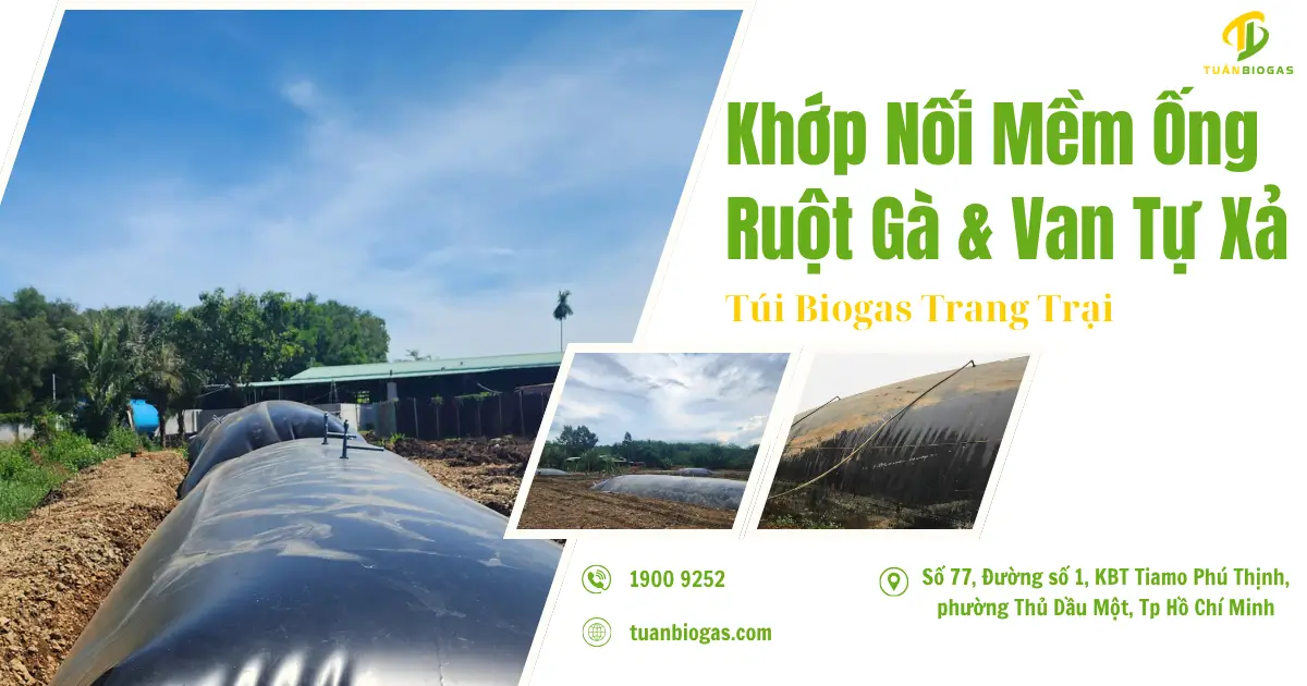 Khớp Nối Mềm Ống Ruột Gà & Hệ Thống Van Tự Xả: Bộ Đôi Bảo Vệ Túi Biogas Trang Trại 15 Năm
