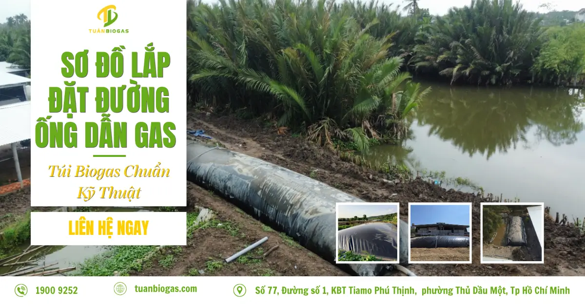 Sơ Đồ Lắp Đặt Đường Ống Dẫn Gas Túi Biogas Chuẩn Kỹ Thuật: Chống Đọng Nước, Lửa Cháy Đều