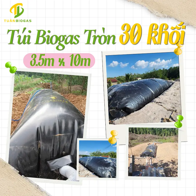 Túi Biogas Tròn 30 Khối HDPE I Tuấn Biogas