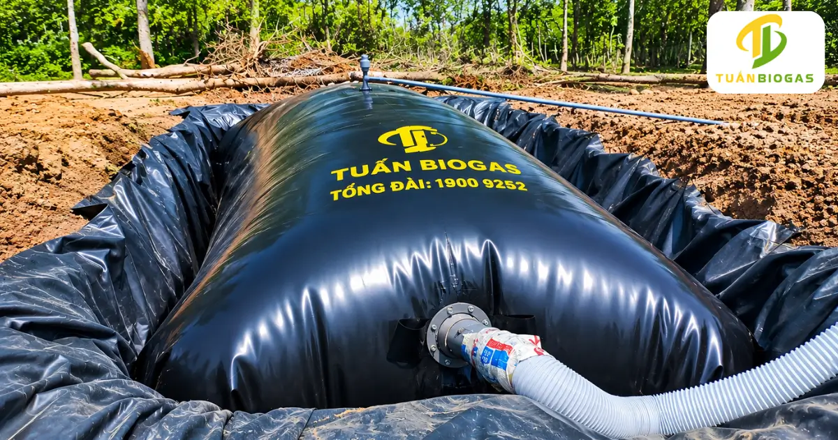 Túi biogas 6 khối cỡ nhỏ nhất lắp cho hộ nuôi ít heo