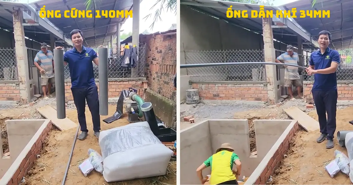 Các loại ống nhựa PVC dùng để lắp đặt túi biogas nổi trên ao